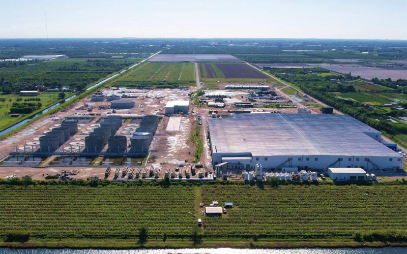An aerial view of Atlantic Sapphire's Miami, Florida, U.S.A.-based facility