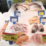 Fresh salmon on ice at a market in Sao Paolo, Brazil