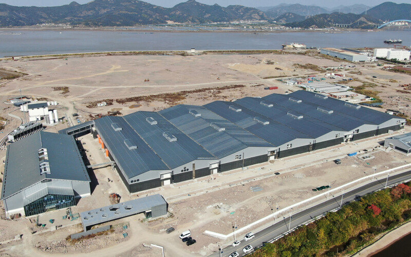 An aerial shot of Nordic Aqua’s facility on Gaotang Island in Ningbo on China’s east coast