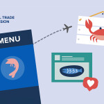 An artist's impression of a seafood-themed menu, seafood decorations, and seafood media posts with the Federal Trade Commission logo in the top left corner