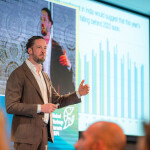 A photo of Willem van der Pijl presenting at the 2024 Global Shrimp Forum