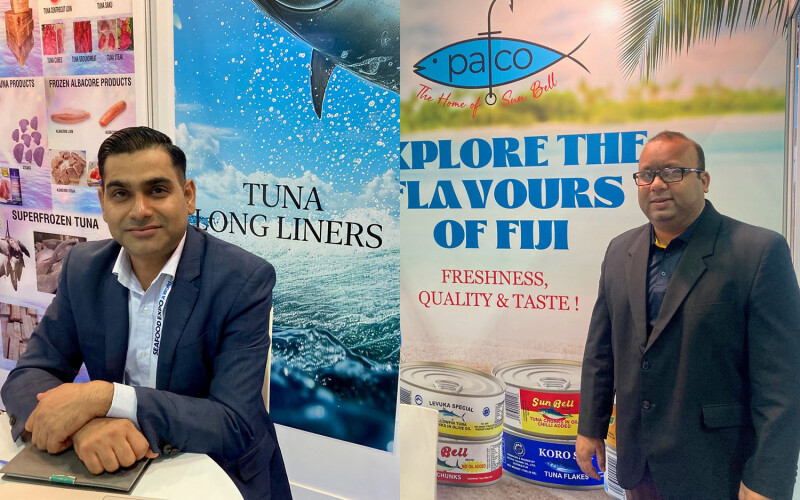 Hangton Pacific Finance Manager Ashneel Chand and Pafco CEO Saiyad Raiyum at the 2024 Seafood Expo Asia