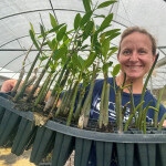 Pine Island Redfish Co-Founder and CEO Megan Sorby holding mangrove plants
