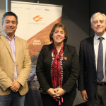 Chile Salmon Council Executive Director Loreto Seguel (middle) recently presented the council's annual sustainability update