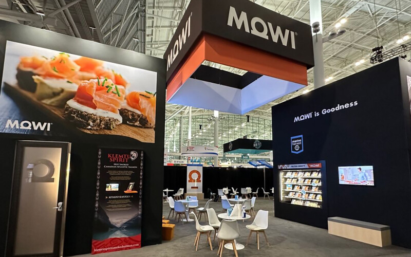 A photo of Mowi's booth at the 2024 Seafood Expo North America