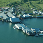 An aerial view of Peter Pan Seafoods' Port Moller, Alaska-based processing facility.