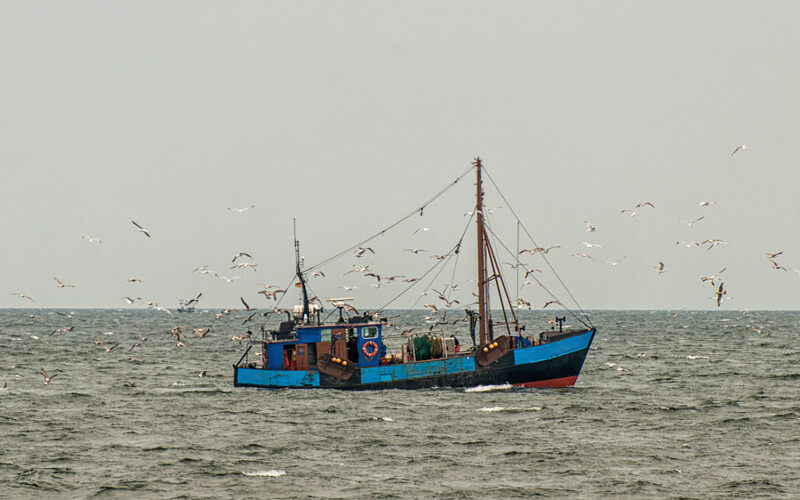 A fishing boat in the Baltic Sea off the German island of Rugen
