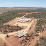 An aerial view of the construction staging area of Project Sea Dragon