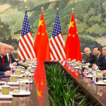 Then-U.S. President Donald Trump meeting with Xi Jinping, president of the People's Republic of China