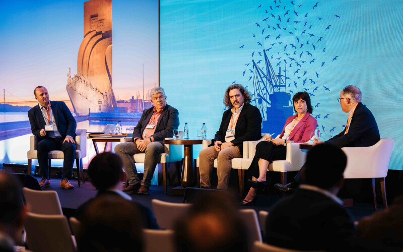 Jim Cannon (middle) presenting at the 2024 IFFO annual conference in Lisbon, Portugal