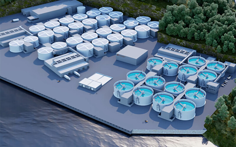 Renderings of Salfjord's planned salmon farm in Aure, Norway