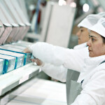 Workers inside Iceland Seafood International's Barcelona, Spain-based seafood-processing facility