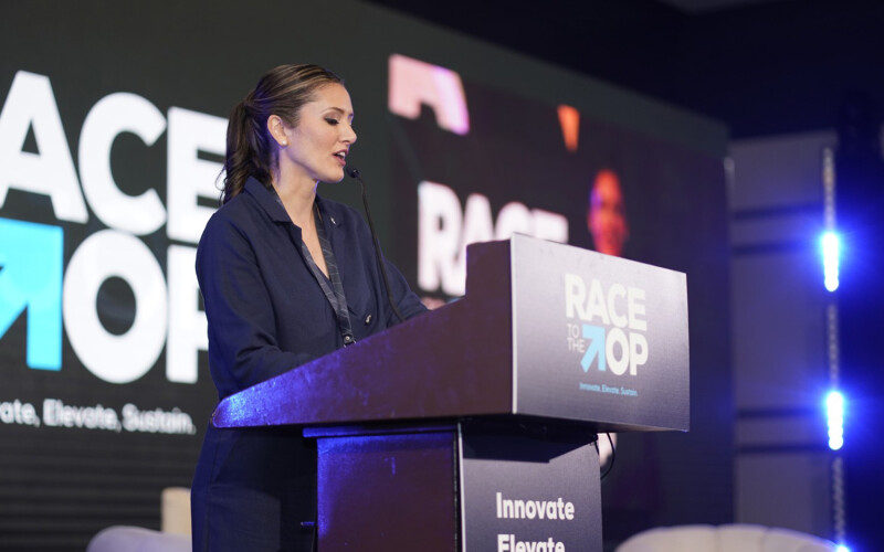 Sustainable Shrimp Partnership Director Pamela Nath speaking at the 2024 AquaExpo