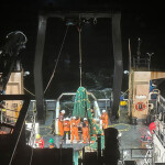 A photo of scientists using the Multi-Function Trawl net