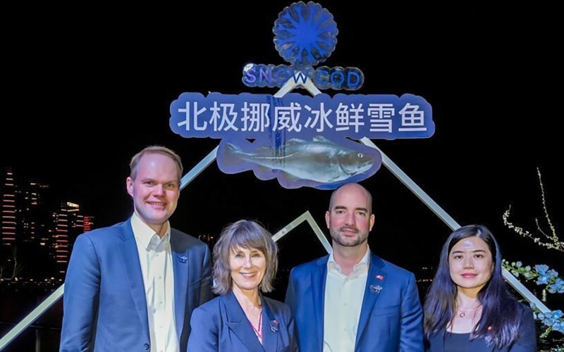 A photo of Norcod representatives promoting the firm's Snow Cod product in China