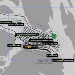 A map depicting the search area covered by U.S. Coast Guard vessels in the search for five missing fishermen