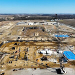 An aerial view of Progress on AquaBounty's Pioneer, Ohio, facility as of February 2023, just months before construction would halted