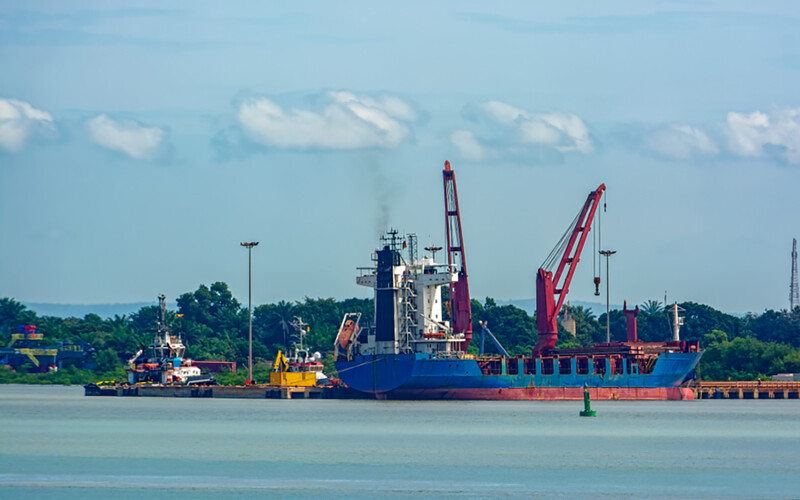 The port of Kamsar in Guinea