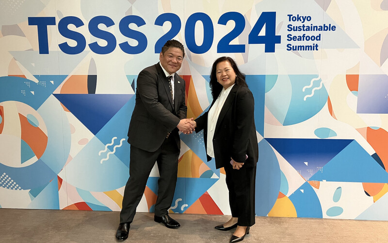 Seafood Legacy CEO and Founder Wakao Hanaoka (left) and Dignity in Work for All Japan Director Lowie Rosales-Kawasaki at the 2024 Tokyo Sustainable Seafood Summit