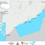 A graphic showing the size of a proposed National Marine Conservation Area in Newfoundland, Canada
