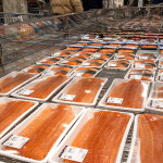 Salmon for sale at a grocery store in Shanghai, China