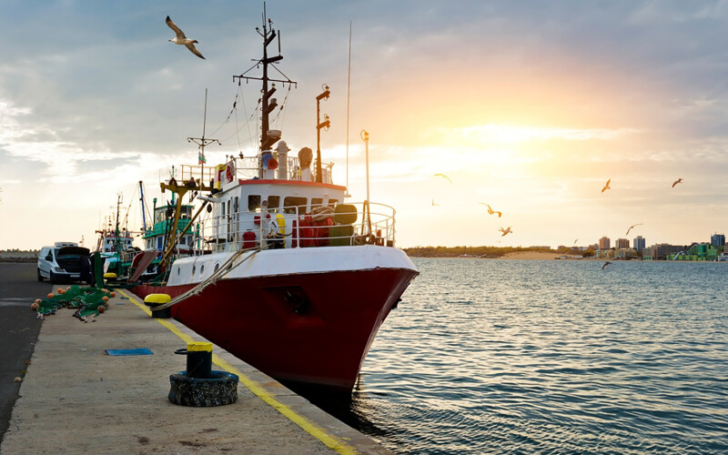 A fishing boat off the coast of Nesebar, Bulgaria, in the Black Sea