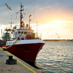 A fishing boat off the coast of Nesebar, Bulgaria, in the Black Sea