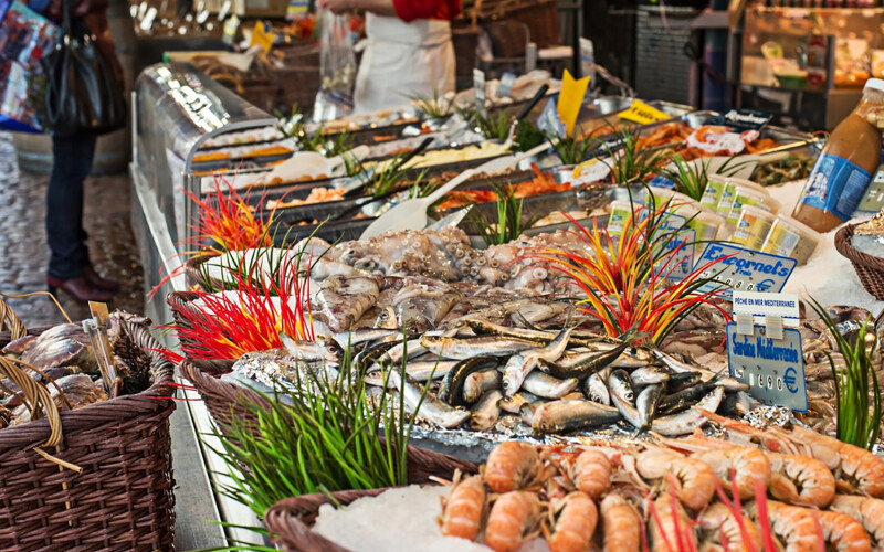 A seafood market in Paris, France