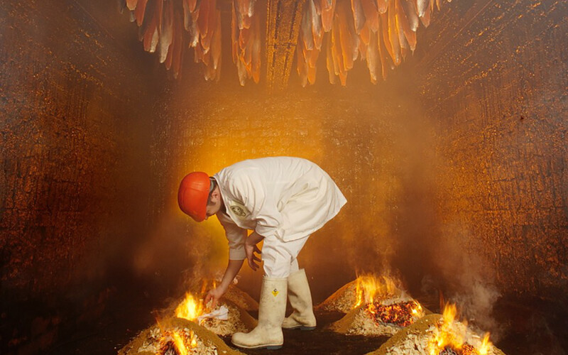 A John Ross employee in one of the company's salmon-smoking kilns