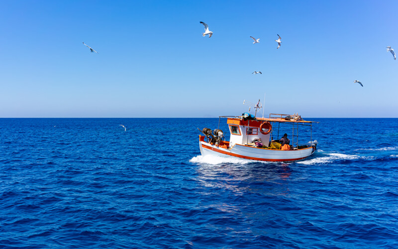 A fishing boat on the Aegean Sea