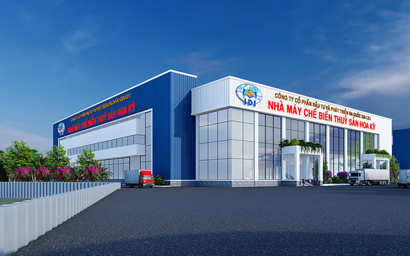 Renderings of the International Development and Investment Corporation's proposed seafood-processing plant in the Dong Thap Province