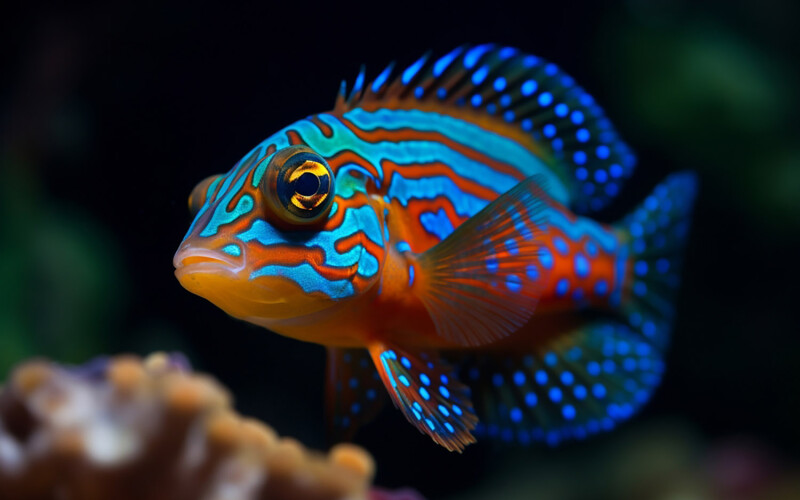 A mandarin fish swimming