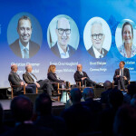 Member of Norway's seafood industry on stage at the Norwegian Seafood Council's annual conference