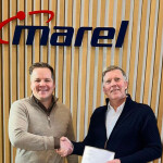 Marel Vice President of Fish Skúli Sigurðsson and Laxey Processing and Procurement Manager Kristmann Kristmannsson