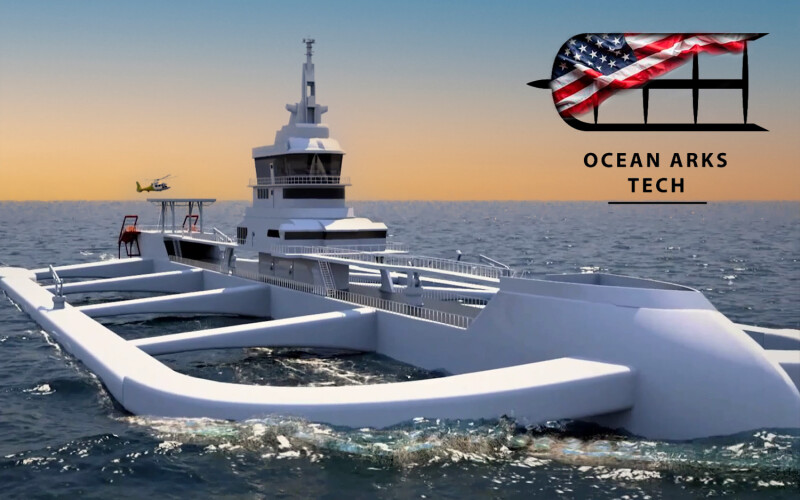 A rendering of the "superyacht" by Ocean Arks Tech