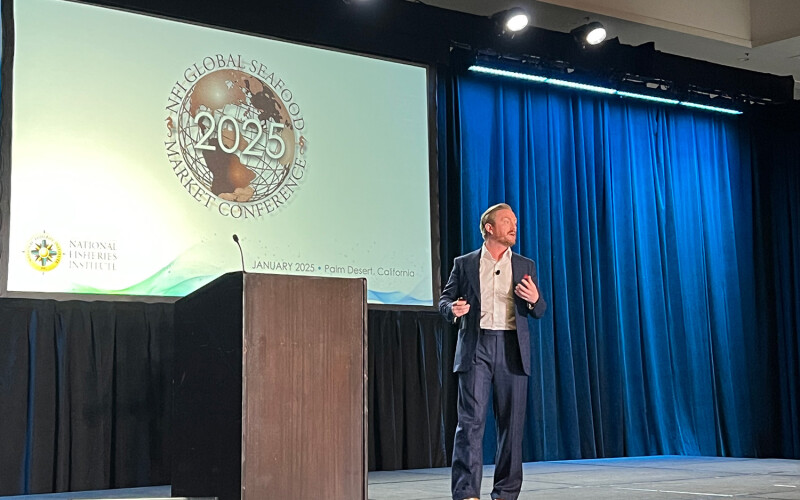 Rabobank Head of Cross-Asset Strategy Christian Lawrence presenting at the 2025 Global Seafood Market Conference