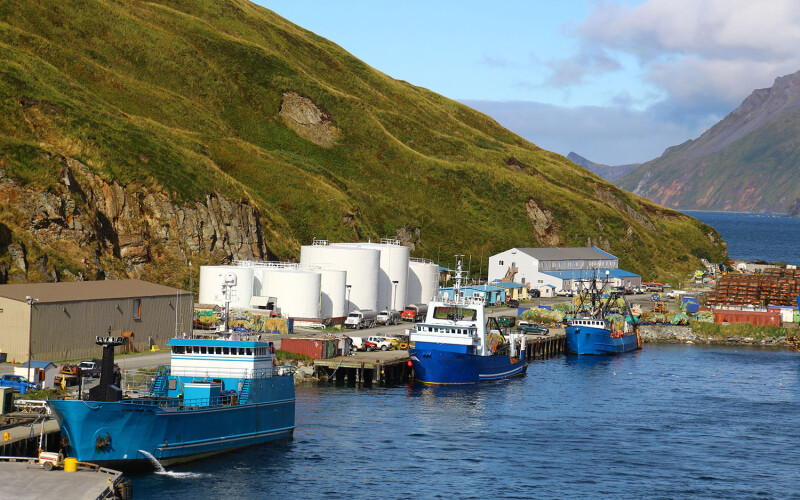 The dockside of Unalaska, Alaska
