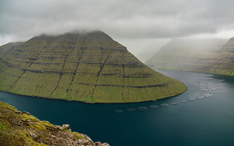 A fish farm near Klaksvik, Faroe Islands