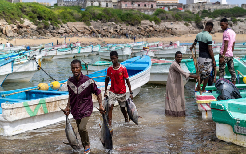 Fishers off the coast of Mogadishu, Somalia