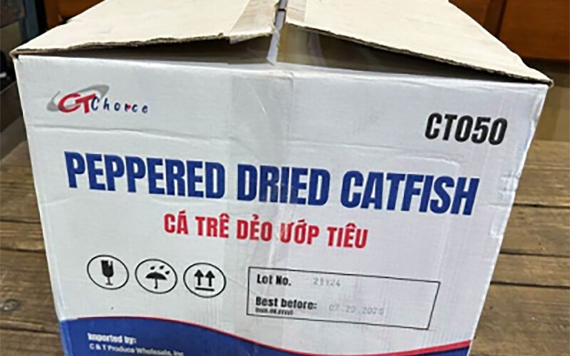 A box of recalled catfish from Vietnam
