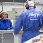 Lerøy employees processing seafood