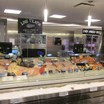 A fresh seafood counter at a Rouses supermarket in New Orleans, Louisiana, U.S.A.