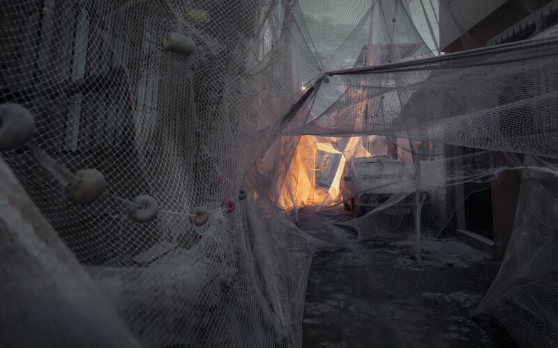 The Turkish coastal town of Ocaklar covered in abandoned fishing nets