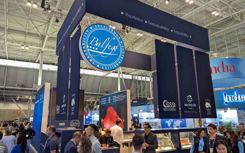 Spanish tuna company Balfegó's booth at the 2025 Seafood Expo North America