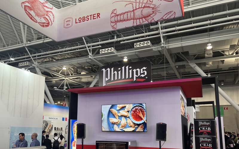The Phillips Foods booth at the 2025 Seafood Expo North America