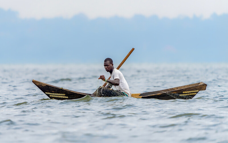 A Ugandan fisherman on Lake Victoria