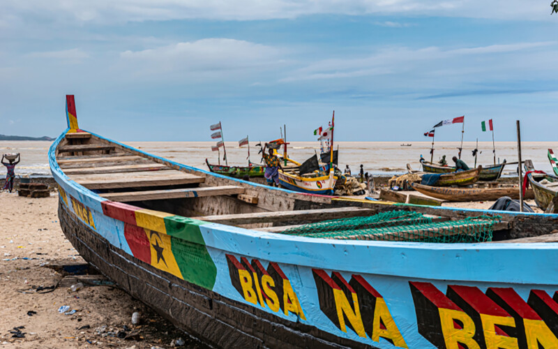 Ghanaian boats in the southern fishing village of Shama