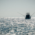 A charter fishing vessel on Lake Michigan
