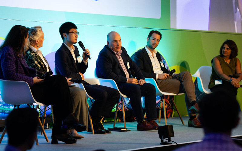 Panelists on stage at the Blue Food Innovation Summit said