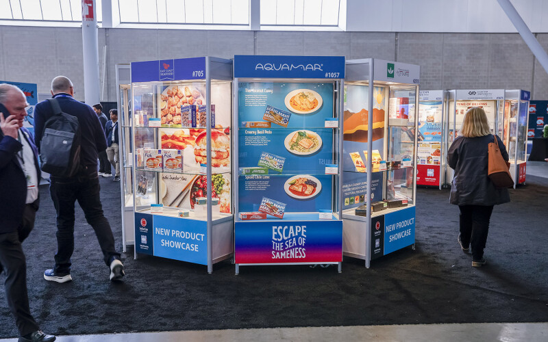 A display of Aquamar products at Seafood Expo North America
